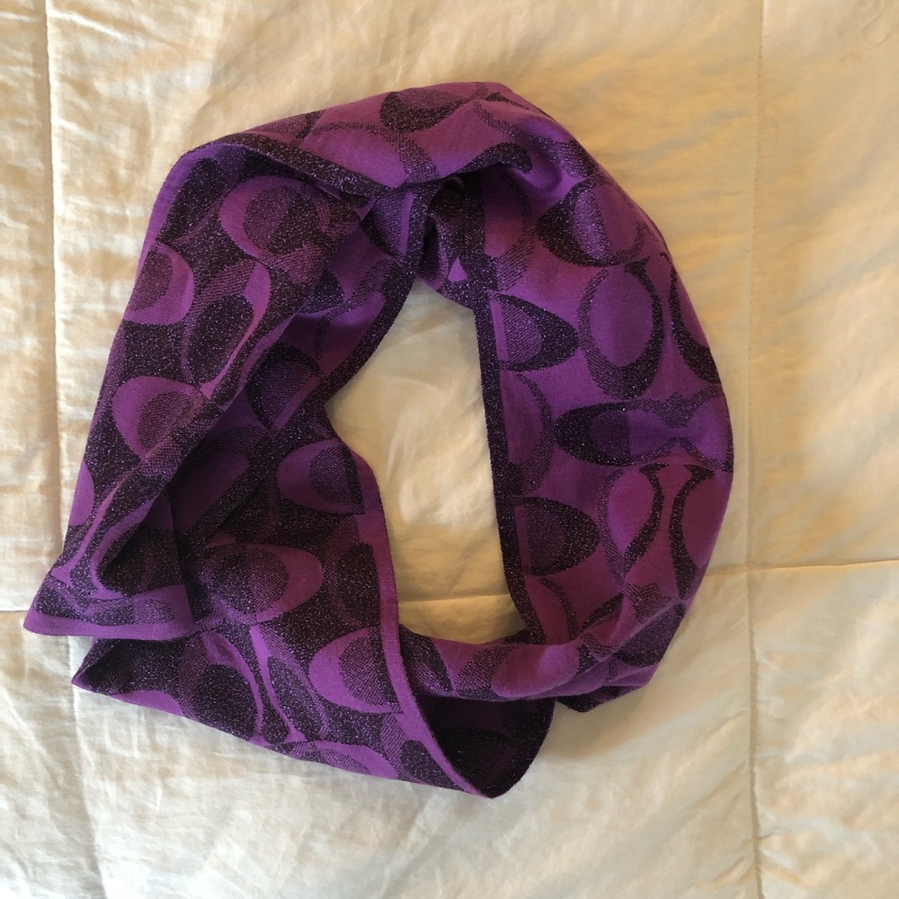 Purple Coach Scarf With Monogram 60x8 - Picture 3 of 3